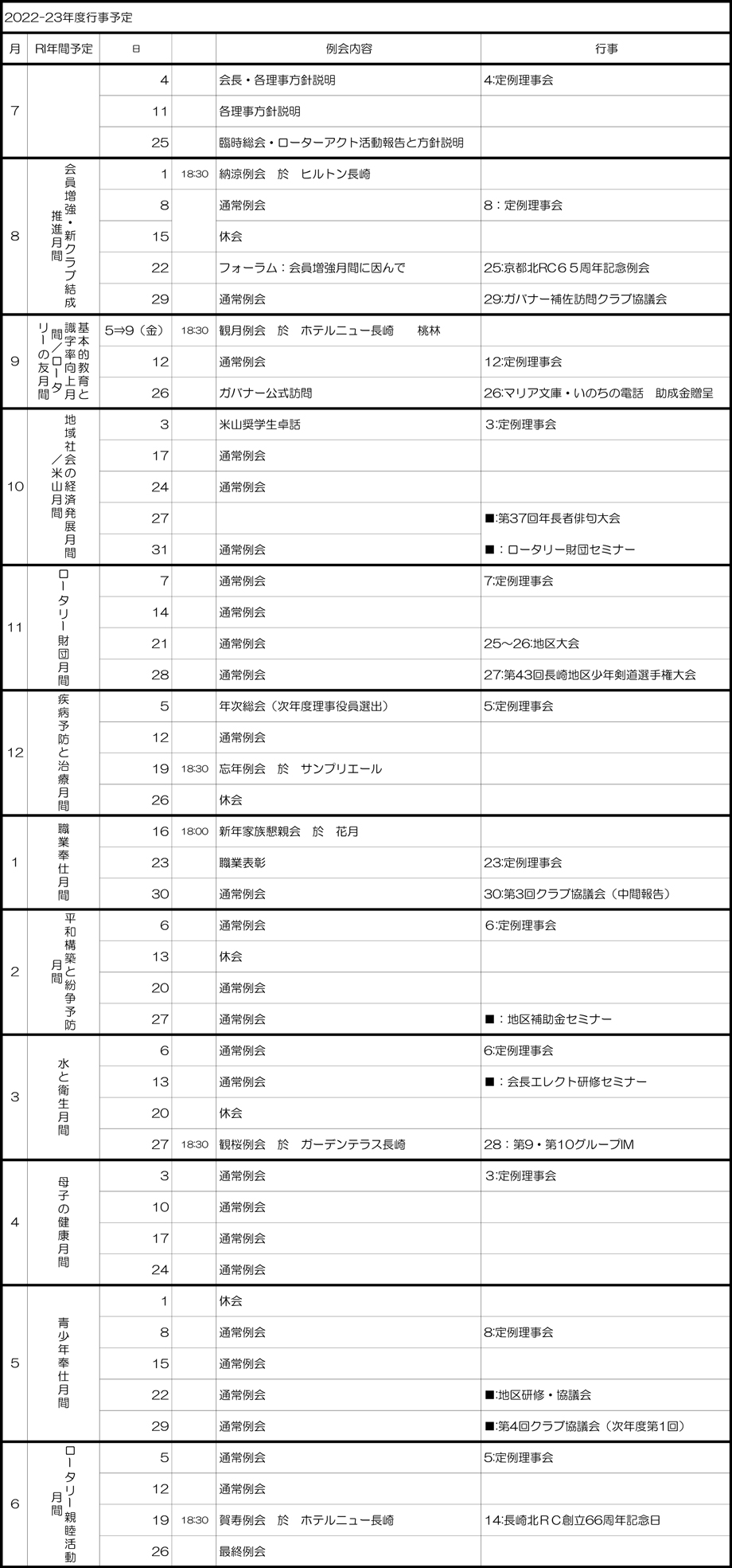 行事予定